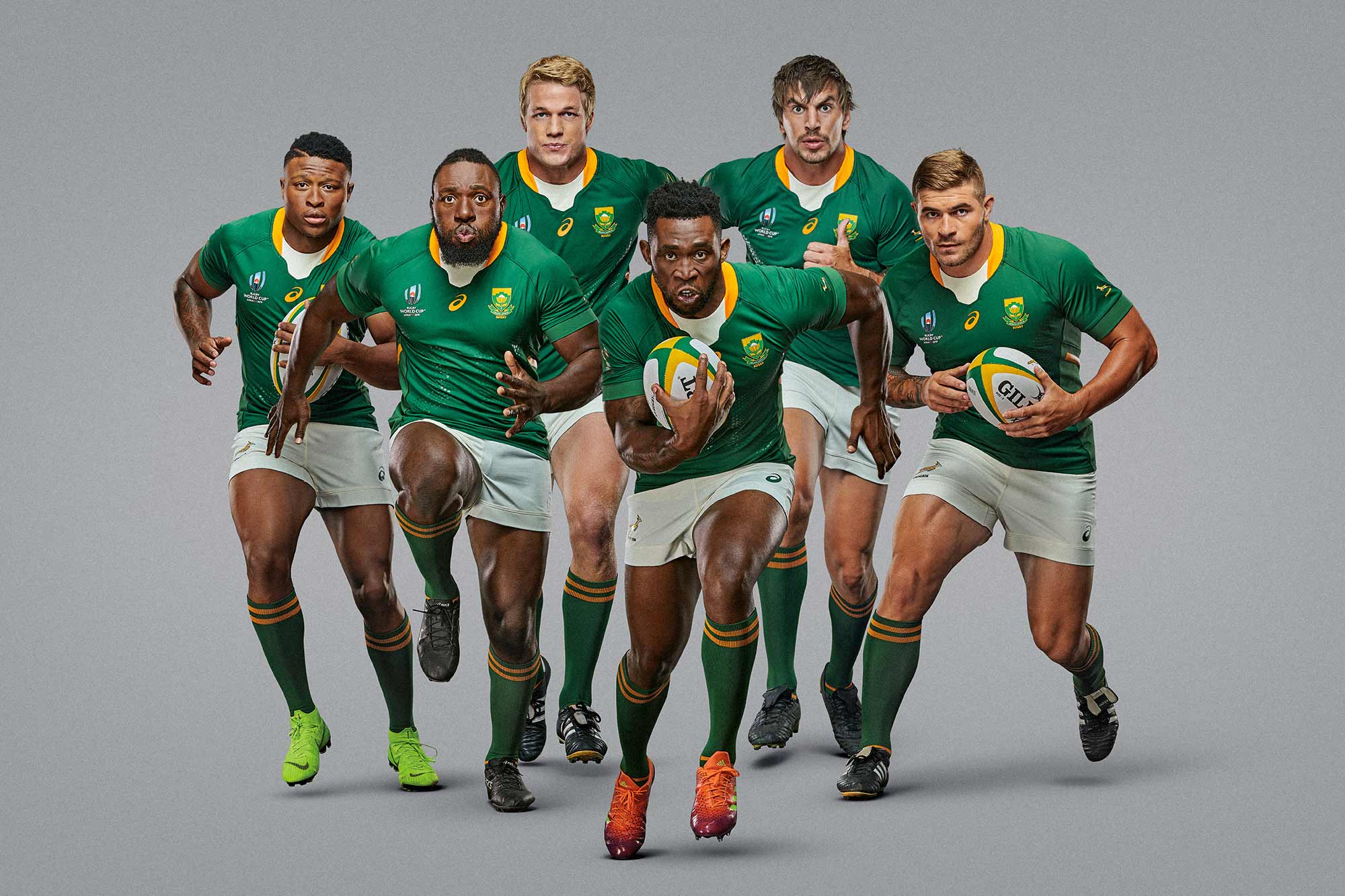 rugby world cup champions the south african springboks pose their photographic campaign ahead of Japan 2019
