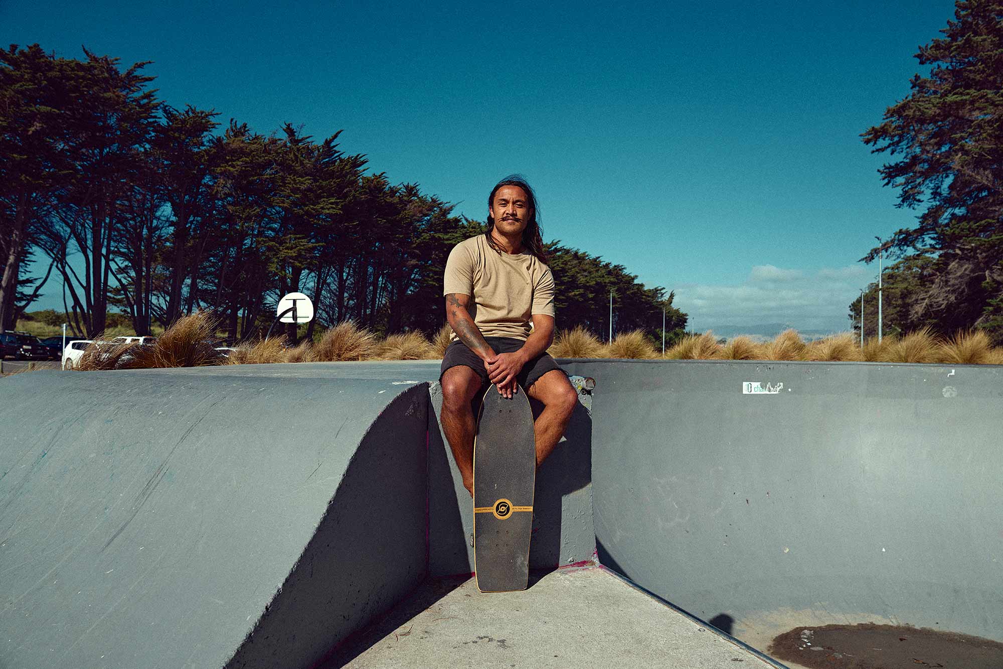 portrait imagery of local at new brighton beach side skatepark